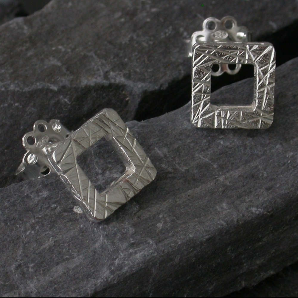 Beautiful 100% Italian Silver Square Earrings
